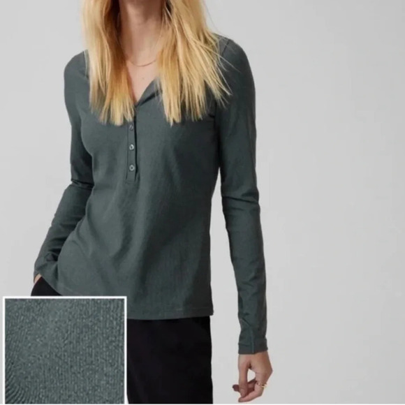 ATHLETA Uptempo Ribbed Henley Long Sleeve Size XXS (fits like fitted XS) - Picture 1 of 6